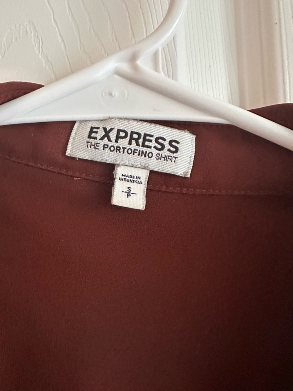 Express Women's Rust-Brown Button-Down Blouse with Contrast Trim - Picture 3 of 3